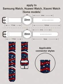 1条红蓝白波浪条纹图案表带，兼容 38mm、40mm、41mm、42mm、44mm、45mm、49mm（S10/S11 42mm、S10/S11 46mm），柔软弹性透气舒适，可替换三星、荣耀智能手表表带，时尚休闲日常运动多色硅胶表带，适用于 Series Ultra 2、S11、S10、SE 9、8、7、SE 6、5、4、3、2、1，是7月4日美国独立日、新年、节日庆典的理想礼物，男女通用设计 - 彩色 - 查看 12