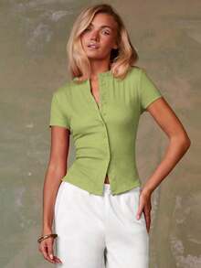 Cárdigan rojo casual para mujer - Verde - Ver 5