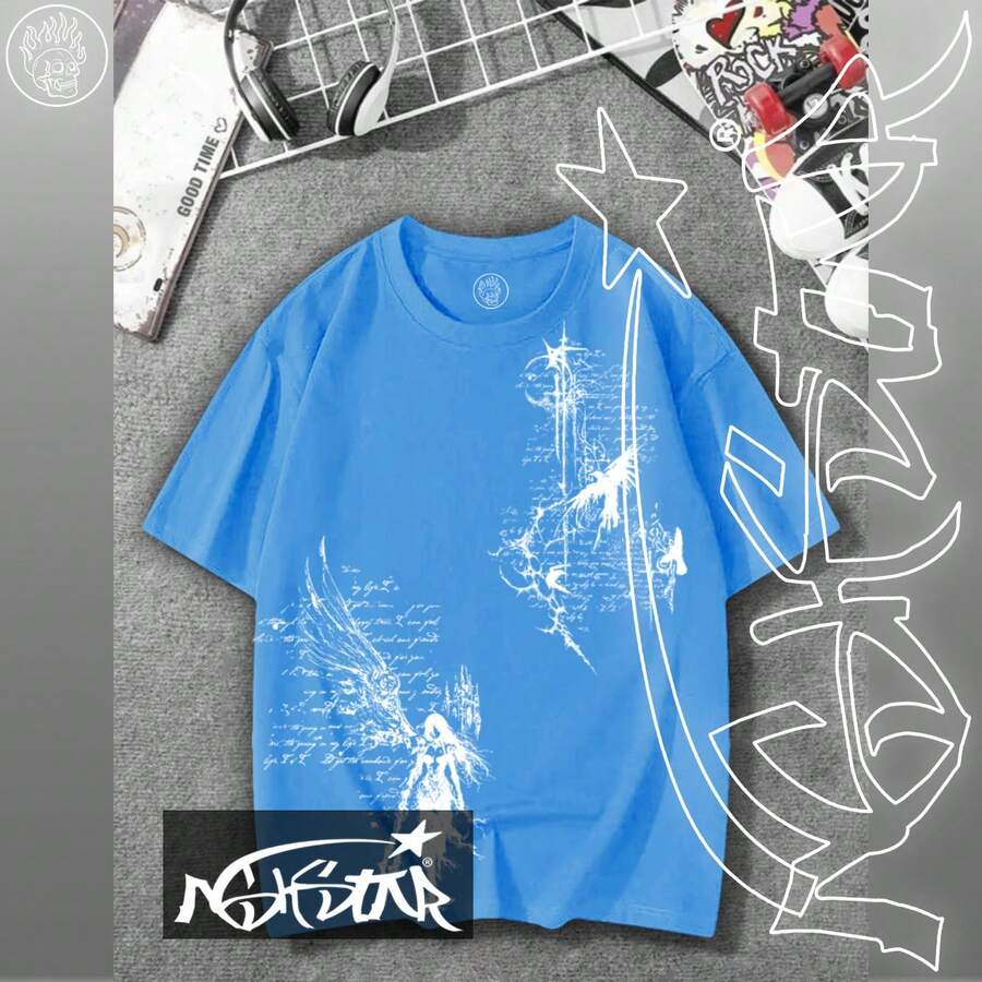 Premium 100% Cotton ASHSTAR "Gothic Witch" T-Shirt - Blue - View 1