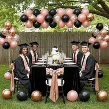 48pcs/24pcs Set 10inch/12inch Black, Vintage Pink, Rose Gold, Rose Gold Foil Sequin Latex Balloon Arch Kit, Suitable For Graduation Party, Birthday, Bachelorette Party, Girls Night Decoration, Dance Party DIY Backdrop Supplies - Multicolor - View 5