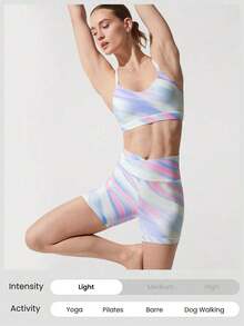 Shorts deportivos cruzados con antideslizante FeatherFit™ de 4.3 pulgadas con shorts interiores sin costuras para bajo impacto, yoga y uso diario en el gimnasio - Multicolor - Ver 6