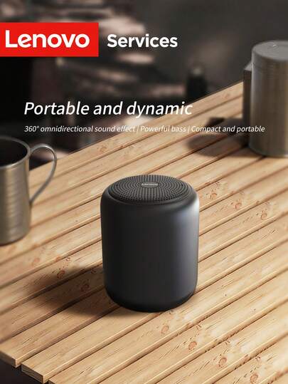 Lenovo 联想D01蓝牙音箱，配备高清降噪麦克风，便携式迷你低音炮环绕立体声音箱，音质出色，电池续航时间长，支持无线连接，适用于电脑、台式机、汽车、家庭使用。