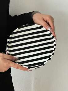 1PC 2PCS Classic Striped Dinner Plate, Nordic Minimalist Large Capacity Western Style Plate, Photography Food Display Plate, Party Gathering Snack Plate, Bedroom Jewelry Storage Tray, Gift Tray, Plate - Multicolor - View 16