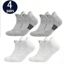 4 pares de calcetines cortos deportivos para hombres, calcetines transpirables y que absorben la humedad con amortiguación reforzada en el talón y los dedos, y soporte de arco para fitness y deportes - Multicolor - Ver 14