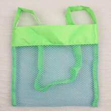 1 pieza Bolsa de playa, Bolsa de almacenamiento de juguetes de malla, Organizador de viaje plegable, Bolsa de red, Regreso a la escuela - Azul - Ver 13