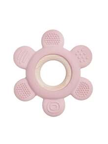 1pc Flower Teddy Bear Shaped Silicone Teether With Wooden Ring, Baby Teething Chew Toy, Multicolor Optional For Newborn Infant Molar Training - Multicolor - View 28