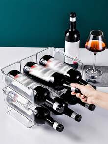 1 pieza/Organizador apilable para botellas de vino tinto, Estante combinable gratis para botellas de agua, Organizador transparente para botellas de agua para gabinete, Estante para vino para organización y almacenamiento en la cocina - Ver 8