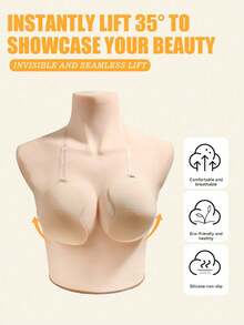 Reusable Invisible Nipple Covers For Women, A-G Cup, Adhesive Bra, Strapless Bra, Invisible Breast Petals, Halter Strap Design, Suitable For Large Bust, Lift And Support Breasts, Prevent Sagging, Breast Lifter, Washable, Suitable For Wedding Dress, Gown, Dress, Swimwear, Bikini, Sleepwear - Multicolor - View 4