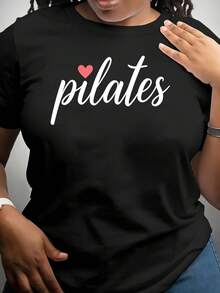 Women's High-Stretch T-Shirt, Made Of Thick Fabric - Black With White Lettering And A Red Heart Design, Round Neck And Short Sleeves, Machine Washable, Suitable For Both Formal And Casual Wear, Light And Soft Color. Gift Idea. - 黑色 - 查看 1