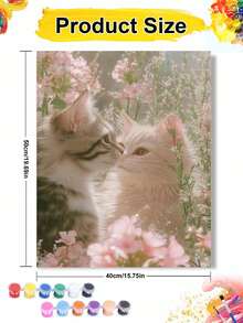 浪漫花园猫咪DIY数字油画工艺品 成人家居装饰 40x50厘米/16x20英寸 节日礼物 - 40*50厘米 - 查看 2