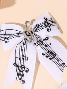 2PCS Sparkling Glitter Music Note Hair Bows For Girls Sweet & Cool Piano Key Lace Bow Hair Clips Black White Keyboard & Musical Note Bow Alligator Clips Elegant Music Theme Bow Hair Barrettes For Party, Concert, Piano Recital & Music Class Teens Hair Accessories - Black and White - View 6