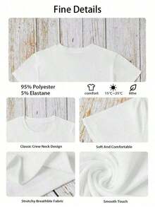 Suave Camiseta con Estampado Gráfico de Tomate, Manga Corta Cuello Redondo, Top Casual, Verano y Primavera, Camiseta para Mujeres, blusas para mujer>camisa - Blanco - Ver 4