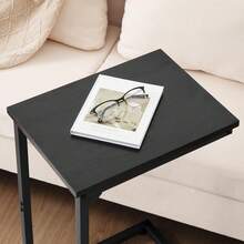 Rustic Brown C Shaped Side Table Metal Frame Sofa End Table For Small Spaces Bedroom Living Room Coffee Table UHET02CBR1 - Black 2 Set - View 8
