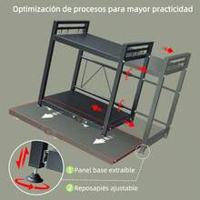 NETEL Extraíble Soporte para Microondas, s Estante para Cocina, Extensible Mueble para Microondas, Altura Ajustable Base para Microondas, Organizador de Cocina con 8 Ganchos, Negro - 2 Niveles extrable - Ver 7