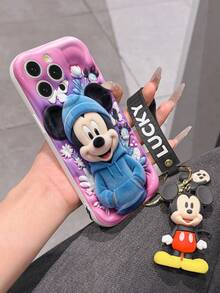 Disney Mickey Mouse Phone Case With Mickey Charm And Mickey Lanyard - Cute Mickey Mouse Protective Case With Blue Hoodie And Butterfly Design, Equipped With Delicate Mickey Decorative Lanyard For Easy Carrying, Compatible With IPhone 17, 16, 15, 14, 13, 12, 11 Pro Series, Ideal For Birthdays, Holidays, Anniversaries, Graduation Gifts, Or Any Special Occasion To Surprise Family, Friends, Classmates, And Loved Ones. - trắng - Xem 6