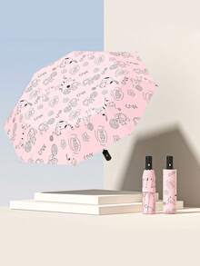 1pc Summer New Student Umbrella, Dual Use Rainproof & Windproof Automatic Folding Sunshade Umbrella - As Shown - View 16