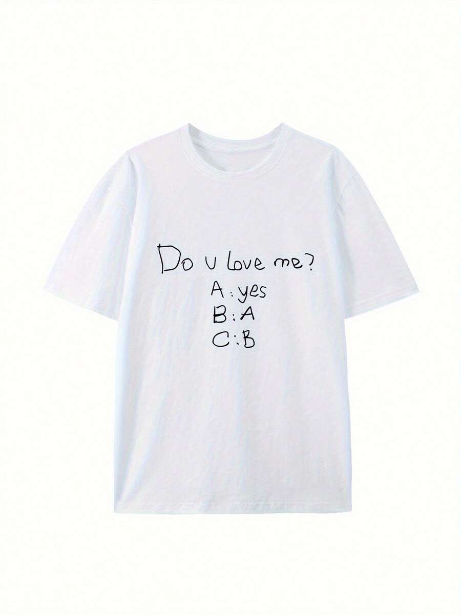 180G ¿Me amas? Sí, Camiseta Casual de Cuello Redondo 100% Algodón para Mujer, Moda Primavera-Verano, Manga Corta, Estilo Regular, Top Duradero - Negro - Ver 1