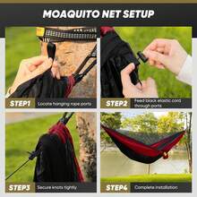 Camping Hammock With Mosquito Net - 黑紅 - 查看 5