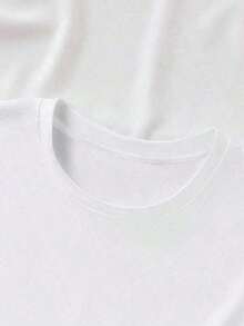Camiseta de manga corta, 1 pieza, con estampado "La bondad es gratis", talla grande, 180g, 100% algodón. - Blanco 2 - Ver 3