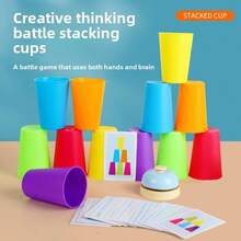 Juego de vasos apilables para niños, competencia de doble jugador sobre la mesa, juego educativo temprano para el entrenamiento de la concentración - Multicolor - Ver 3