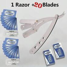 Set Of Men'S Straight Razors With Folding Design For Shaving And Hair Removal, Complete With Blades - Black - View 15