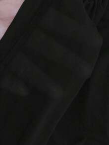 Blusa de mujer de malla elástica transparente con hombros descubiertos, blusa de manga larga para mujer de primavera/verano - Negro - Ver 6