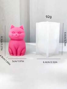 1个新款3D可爱小/中/大号坐姿猫硅胶蜡烛模具，DIY卡通猫形香薰石扩香模具，家居桌面装饰 - A-白色 - 查看 2