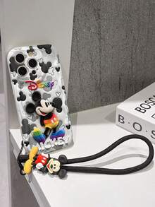 This Disney Mickey Mouse Lanyard Phone Case Is Fully Covered In TPU Material. It's Shockproof, Lightweight, And Compatible With IPhone17/16/11/13/15/15 Plus/15 Pro/15 Pro Max/12/14 Pro Max/11 Pro Max/12 Pro/12 Pro Max/13. This Phone Case Makes A Popular Birthday Gift Or Business Gift; It's Durable, Stain- And Fingerprint Resistant, And Suitable For Both Men And Women. The Set Also Includes A Mickey Mouse Phone Case And A Mickey Mouse Plush Bracelet. It's A Perfect Gift For Friends And Family. This Stylish Phone Case Is Fun, Lightweight, And Durable. IPhone17 Pro Max Phone Case, Minnie Mouse Phone Case. - 白色 - 查看 3