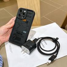 6-In-1 Cartoon Motorcycle Pattern Phone Case Set - Includes Phone Case, Charger Head Cover, Cable Protector, Storage Cord, Data Cable Winding Rope, TPU Shockproof Protective Case, Compatible With Apple 6/7/8/X/XS/XR/XS Max/11/12/13/14/15/16/Pro Max, Suitable As Birthday Or Christmas Gift For Couples, Girlfriends, Daughters, Teenagers - Multicolor - View 3