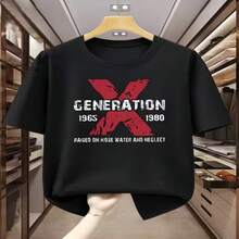 Women's Casual Generation X Graphic Tee Black Cotton Short Sleeve Round Neck T-Shirt for Streetwear Style - Negro - Ver 1