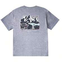 Mountain Print Series Unisex Short-Sleeved T-Shirt, With Embroidered Logo On The Chest, Casual Style, Ideal For Going To Work Or Playing Sports (ATSV905). - 淺灰色 - 查看 6