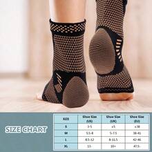 1pc Breathable Elastic Nylon Ankle Sleeve, Containing Copper Ion Support, Suitable For Basketball, Running And Hiking, Provides Ankle Joint Support - Black - View 2