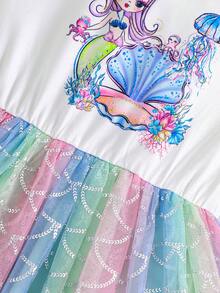 Girls' Mermaid Mesh Dress, Cute & Elegant Style, Suitable For Girls' Party Occasions In Summer - Mint Green - View 6