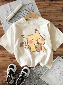 Camisetas de Algodón de Alta Calidad para Mujer, Originales y Autorizadas por , Camisetas con Estampado de Raichu y Té con Leche de , Camisetas de Algodón Estilo Urbano, Camisetas Elegantes para Mujer, Camisetas para Fanáticos de Anime, Regalos para Fanáticos del Anime. Camiseta unisex de algodón holgada de manga corta y cuello redondo estilo vintage urbano. Blusas para mujer. blusas.blusas casuales para dama. - Albaricoque - Ver 1