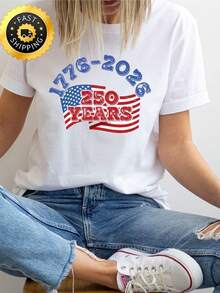 Sudadera patriótica del 4 de julio, camiseta vintage del 250 aniversario de EE. UU., camiseta con la bandera de EE. UU. 17762026, sudadera con capucha del Día de la Independencia del 250 aniversario de EE. UU. Camiseta unisex de algodón puro de 220 g, peso ideal para todas las estaciones, adecuada tanto para hombres como para mujeres. Tejido duradero de alta calidad, suave al tacto y de larga duración. Parte superior transpirable. Adecuado para la primavera y el verano de las mujeres, vacaciones, Día de la Madre, Día de la Independencia. - Blanco - Ver 1