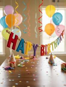1 nouvelle bannière d'anniversaire arc-en-ciel à double couche en feutre, décoration d'anniversaire colorée, cadeau d'anniversaire, joyeux anniversaire, très adapté pour les femmes, les hommes, les animaux de compagnie, fond de fête fait main - Conception de lettres - Voir 5