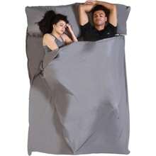 Forro para Saco de Dormir Saco de Dormir para Adultos y sábanas de Viaje para Hotel, Saco de Dormir de Viaje, Forro de Saco de Dormir para Clima frío - Doble para 2 personas  Gris con cierre - Ver 9