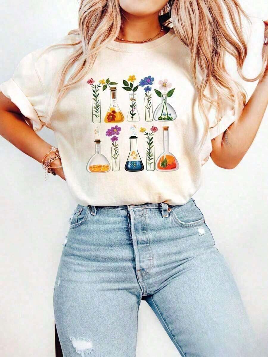 1 camiseta retro para profesor de ciencias, camiseta de laboratorio, sudadera de químico, regalo para profesor de biología, camiseta casual elegante con cuello redondo para profesor, ropa deportiva 100% algodón, transpirable y cómoda, 210g 100% algodón, los patrones están completamente impresos. Unisexo. - Blanco - Ver 1