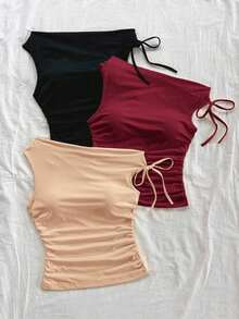 Vestido casual de playa, boda, graduación, brunch, Día de San Patricio, primavera, verano, con hombros con volantes, sin mangas, de punto, en color amarillo crema, elegante, con estilo bohemio y tropical - Multicolor 2 - Ver 5
