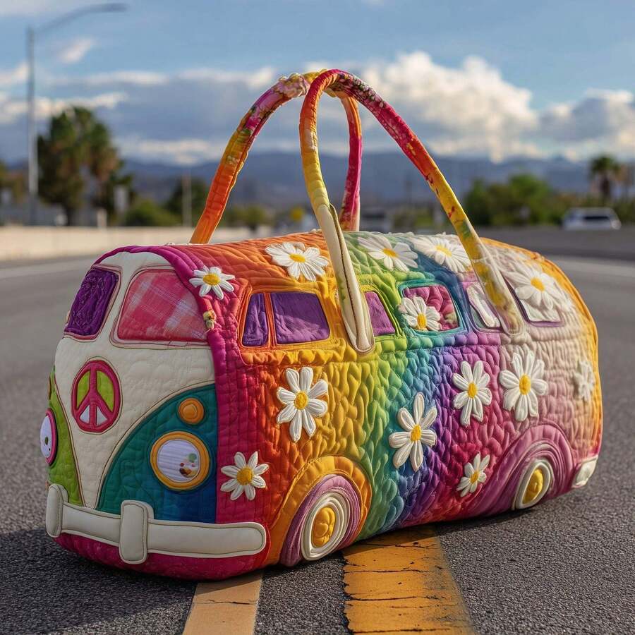 Bolso de Viaje de Algodón Acolchado con Diseño 3D de Autobús, Bolso de Yoga para Mujer con Estampado Moderno - 16 estilos - Ver 1