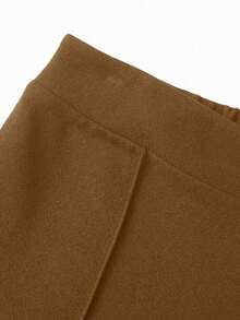 Pantalones informales de pierna ancha de unicolor para mujer - Caqui 2 - Ver 6