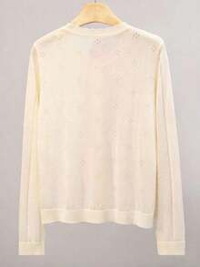 Cárdigan de punto ligero para mujer, de manga larga, informal y transpirable, para primavera/verano - Albaricoque - Ver 2