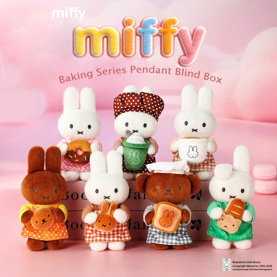 Bộ sưu tập Miffy Baking. Mặt dây chuyền dễ thương trong hộp bí ẩn | Búp bê nhồi bông – Móc khóa hình thỏ Miffy đáng yêu - Nhiều màu - Xem 1