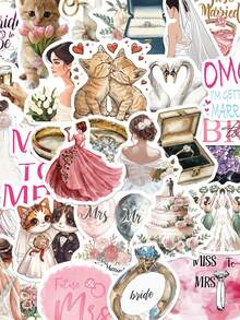 50 buah Stiker Dekorasi Pernikahan untuk Scrapbook, Buku Harian, Perencana, Koper, Amplop, Kartu Ucapan, Buku Catatan, Tablet, Botol Minum - pernikahan - View 1