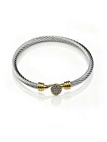 1 Peça Pulseira de Aço Inoxidável Vintage Elegante para Mulheres/Meninas com Braçadeira Aberta, Adequada para Uso Diário, Presente Gracioso para Aniversário, Formatura, Aniversário para Família, Amigos, Amante - Multicolorido - Visão 11