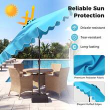 10 FT Outdoor Patio Umbrella With 32 Solar LED Lights & Weighted Base, Sandbags - 青碧色 - 查看 6