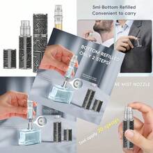 Perfume Spray Bottle 5ml, Ancient Print Leather Refillable Dispenser Bottom Fill Fragrance Scent Container, Portable And Leak-Proof Suitable For Traveling And Outgoing, AG00AQ - Ai Cập Prink Bạc - Xem 1