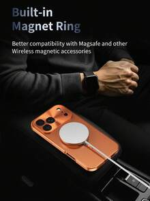 [High Protection Magnetic Anti-Peep Phone Case] Integrated Privacy Screen | Anti-Drop Protective Case | Compatible With IPhone 17 Pro Max/17/16/15/14/13/12 Series And More | Professional Security Design, Perfect For Holiday Gifts, Boyfriend Gifts And Birthday Gifts, Anti-Peep Design Glass Phone Case - Orange - View 7