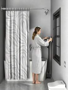 L-Shaped/Curved Curtain Rod, Stainless Steel Reinforced, Thickened, No Drilling Required, Won't Damage Walls, Indoor Decor, Easy Installation, Suitable For Multiple Scenarios, Stable And Non-Slip, Adjustable Length, High Load-Bearing Capacity - LLg-3 - View 1