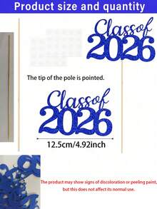 6件套2026届毕业班蓝色桌面摆件，毕业班中心摆件，带支架的毕业派对装饰，2026届毕业派对桌面装饰，闪光桌面装饰，毕业派对装饰 - 蓝色 - 多色B - 查看 10